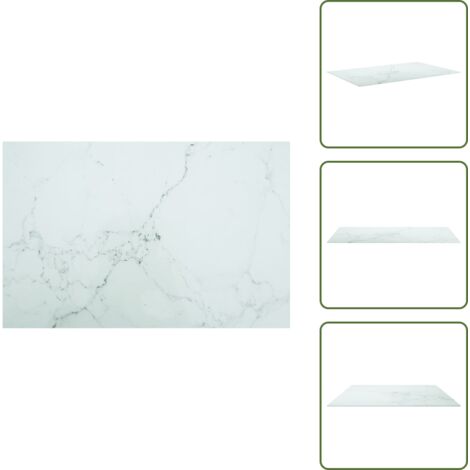 Mármol - vidaXL Tablero mesa diseño mármol vidrio templado blanco 100x62 cm 8mm - Vidrio templado