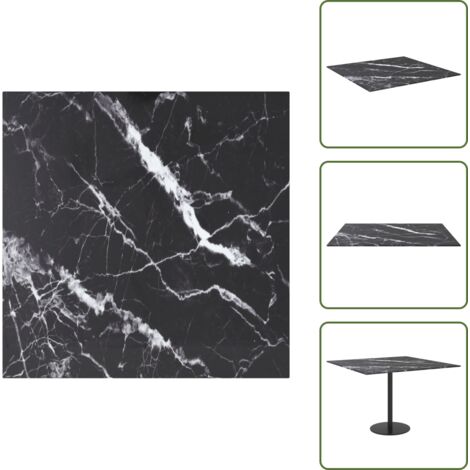 Mármol - vidaXL Tablero mesa diseño mármol vidrio templado negro 60x60 cm 6 mm - Mesa de comedor de mármol