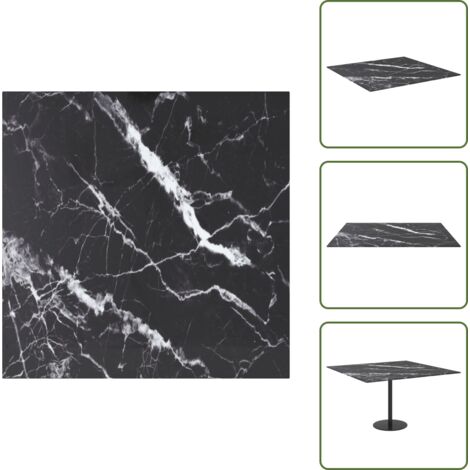 Mármol - vidaXL Tablero mesa diseño mármol vidrio templado negro 70x70 cm 6 mm - Mesa de comedor de mármol