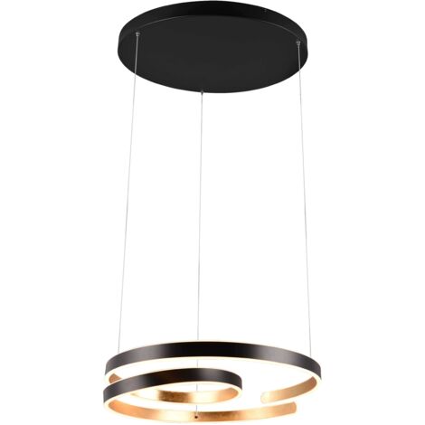 MARNIE SOSPENSIONE LED 68W 8000lm, 3000K METALLO NERO E ORO A SPIRALE DIMMERABILE CON INTERRUTTORE D. 65CM
