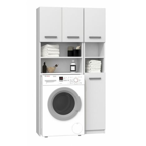 MAROL - Conjunto de baño de estilo moderno - 96x30x183 - 4 puertas+4 estantes - Blanco