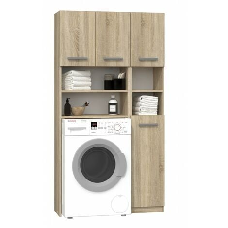 COMO - Mobile per lavatrice in stile moderno - 183x64x30 - 2 ante+4 ripiani