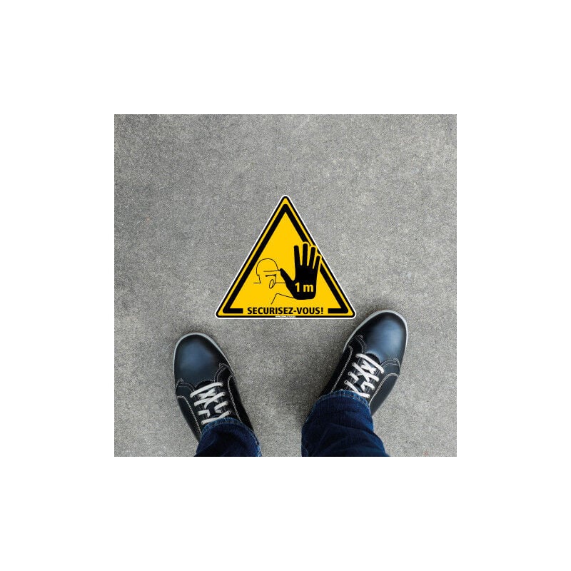 Marquage au sol covid 19 - marquage sol adhesif special coronavirus - securisez vous - gardez une distances de securite - Distance de 1m50 - Diamètre