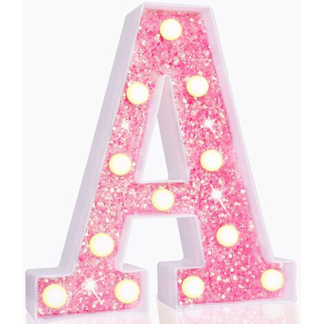 Marquee Light Up Letters, Pink Glitter Alphabet Letters, Battery Powered, for Night Light, Birthday Party, Wedding Favors, Christmas Decor, Pink Letter C