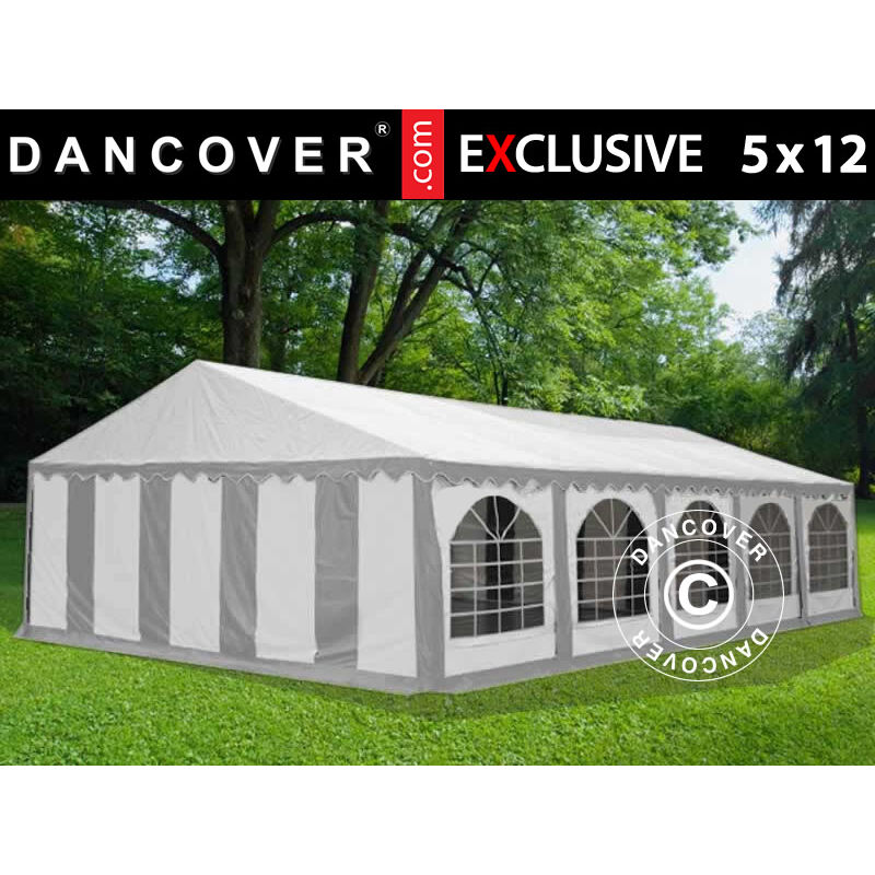 Marquee Party tent Pavilion Exclusive 5x12 m pvc, Grey/White