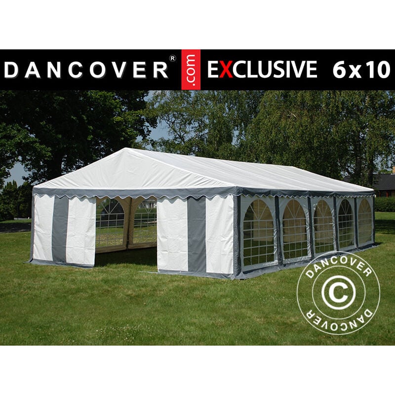 Dancover - Marquee Party tent Pavilion Exclusive 6x10 m pvc, Grey/White