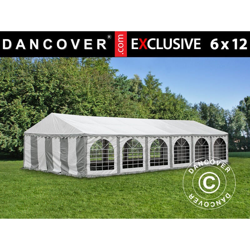 Dancover - Marquee Party tent Pavilion Exclusive 6x12 m pvc, Grey/White