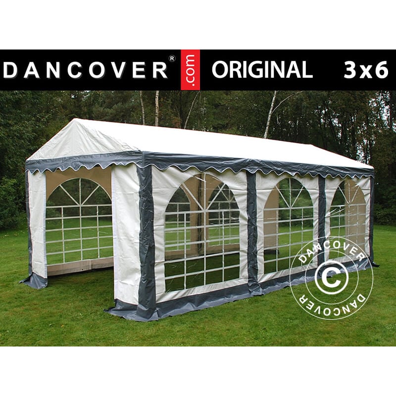 Dancover - Marquee Party tent Pavilion Original 3x6 m pvc, Grey/White