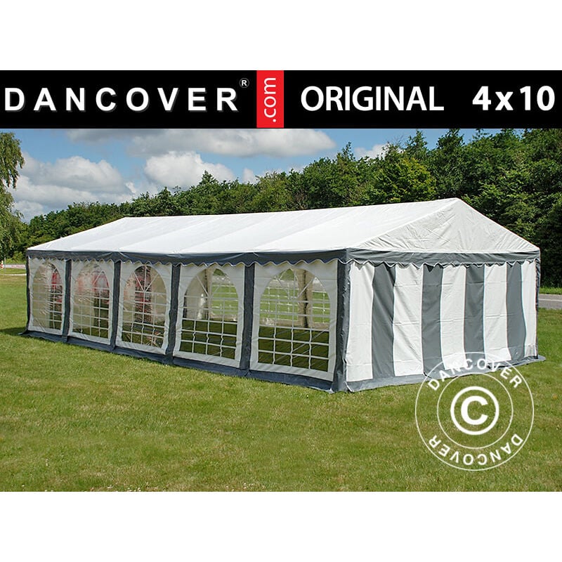 Dancover - Marquee Party tent Pavilion Original 4x10 m pvc, Grey/White