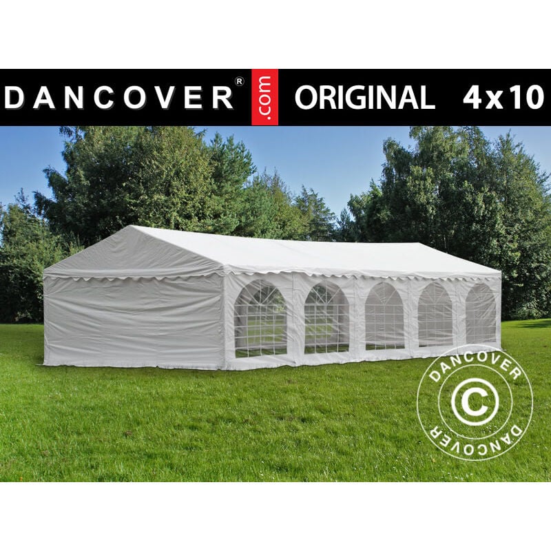 Dancover - Marquee Party tent Pavilion Original 4x10 m pvc, White