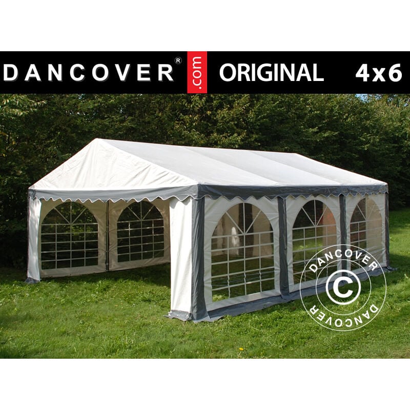 Dancover - Marquee Party tent Pavilion Original 4x6 m pvc, Grey/White