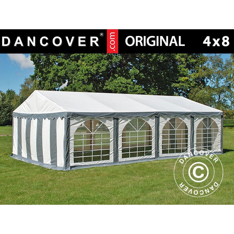 Dancover - Marquee Party tent Pavilion Original 4x8 m pvc, Grey/White