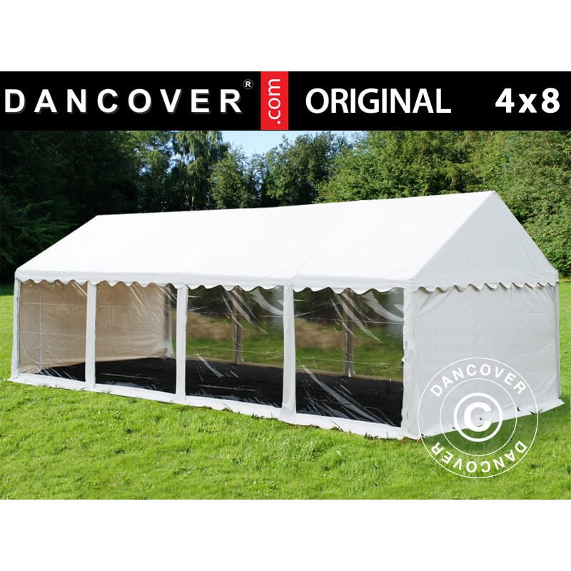 Dancover - Marquee Party tent Pavilion Original 4x8 m pvc, Panorama, White