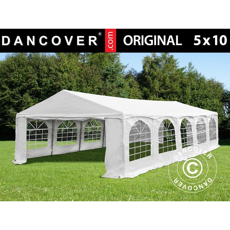 Dancover - Marquee Party tent Pavilion Original 5x10 m pvc, 'Arched', White