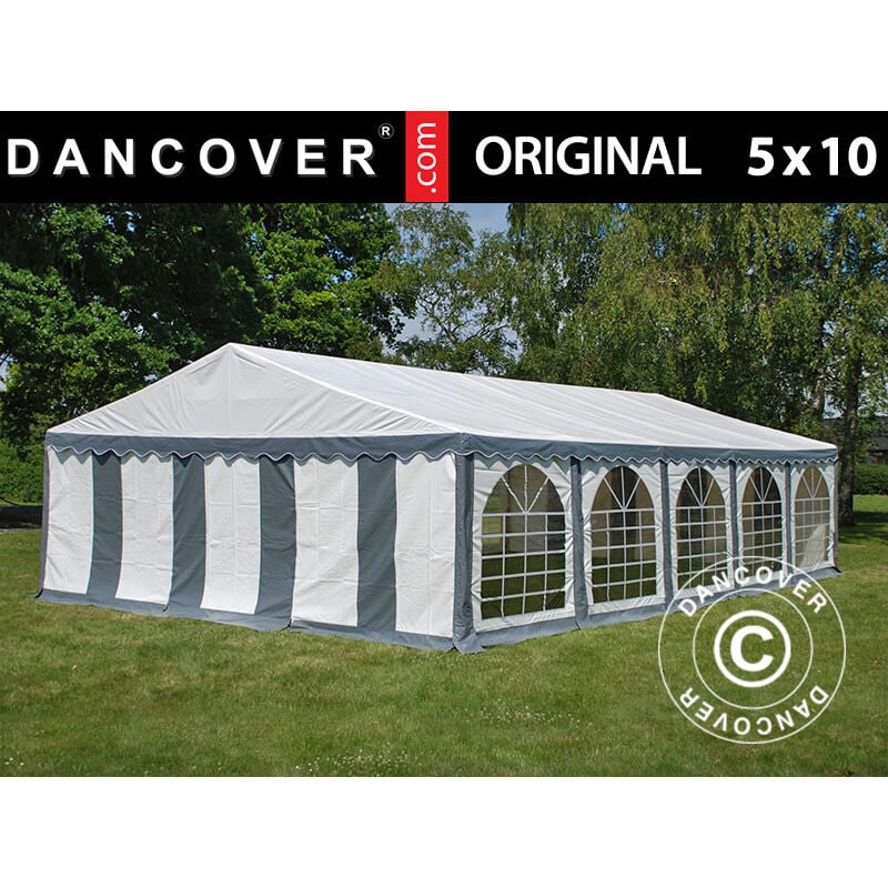 Dancover - Marquee Party tent Pavilion Original 5x10 m pvc, Grey/White