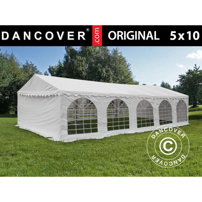 Dancover - Marquee Party tent Pavilion Original 5x10 m pvc, White