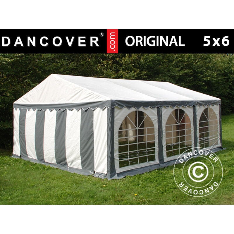 Dancover - Marquee Party tent Pavilion Original 5x6 m pvc, Grey/White