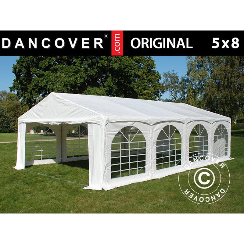 Dancover - Marquee Party tent Pavilion Original 5x8 m pvc, 'Arched', White