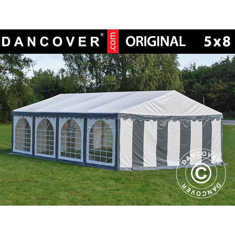 Dancover - Marquee Party tent Pavilion Original 5x8 m pvc, Grey/White