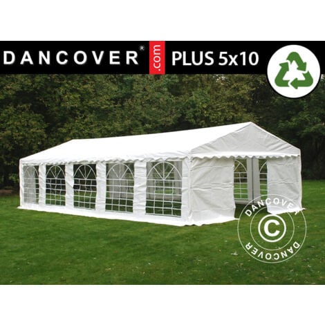 Marquee Party tent Pavilion PLUS 5x10 m PE 700, White
