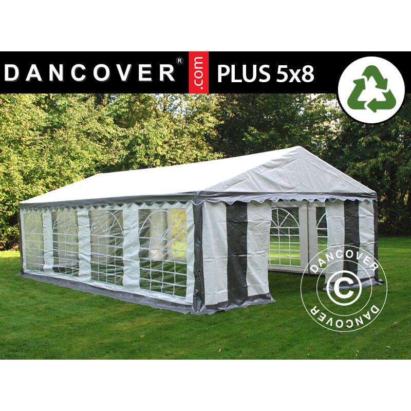 Dancover - Marquee Party tent Pavilion plus 5x8 m pe, Grey/White