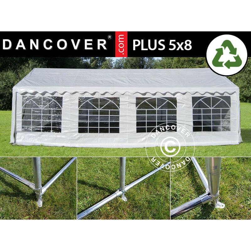 Dancover - Marquee Party tent Pavilion plus 5x8 m pe, White + Ground bar