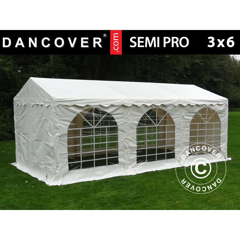 Dancover - Marquee Party tent Pavilion semi pro Plus 3x6 m pvc, White