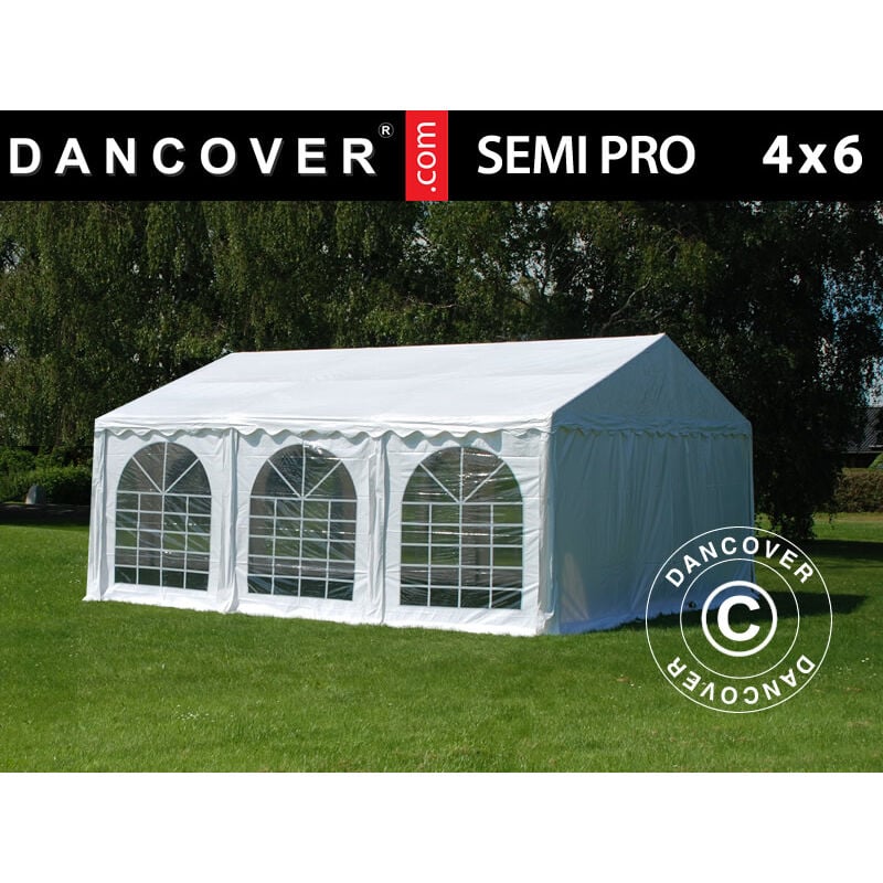 Dancover - Marquee Party tent Pavilion semi pro Plus 4x6 m pvc, White