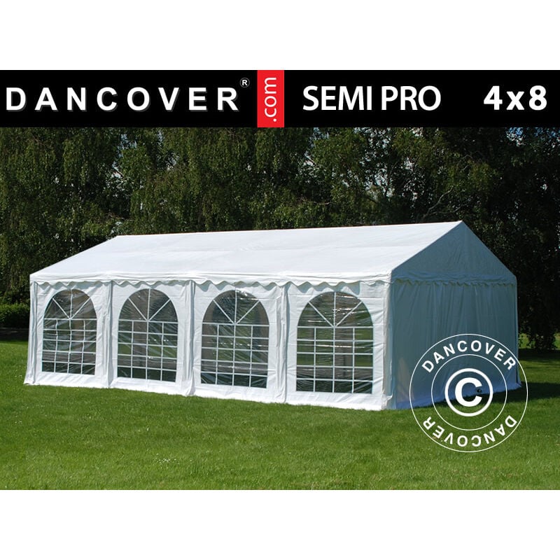 Dancover - Marquee Party tent Pavilion semi pro Plus 4x8 m pvc, White