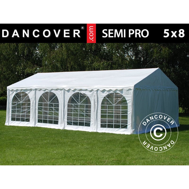 Dancover - Marquee Party tent Pavilion semi pro Plus 5x8 m pvc, White