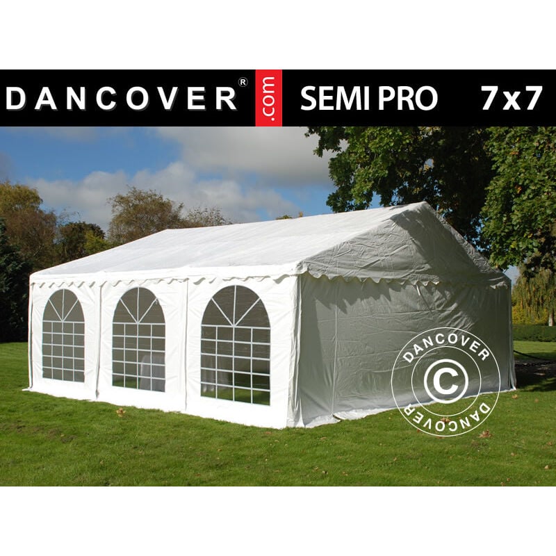 Dancover - Marquee Party tent Pavilion semi pro Plus 7x7 m pvc, White