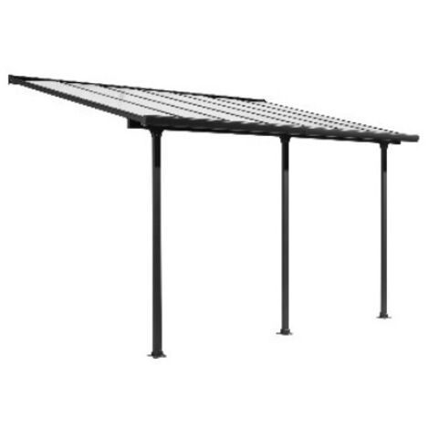 Marquesina de aluminio adosada con toldo de 501x307 cm – Pérgola con cubierta de policarbonato anti-UV de 6 mm – Lona orientable color crudo – TT3050AL+RT Foresta