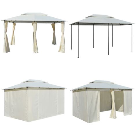 Marquesina de jardín con cortinas blanca 4x3 m - Carpa resistente - Toldo de jardín