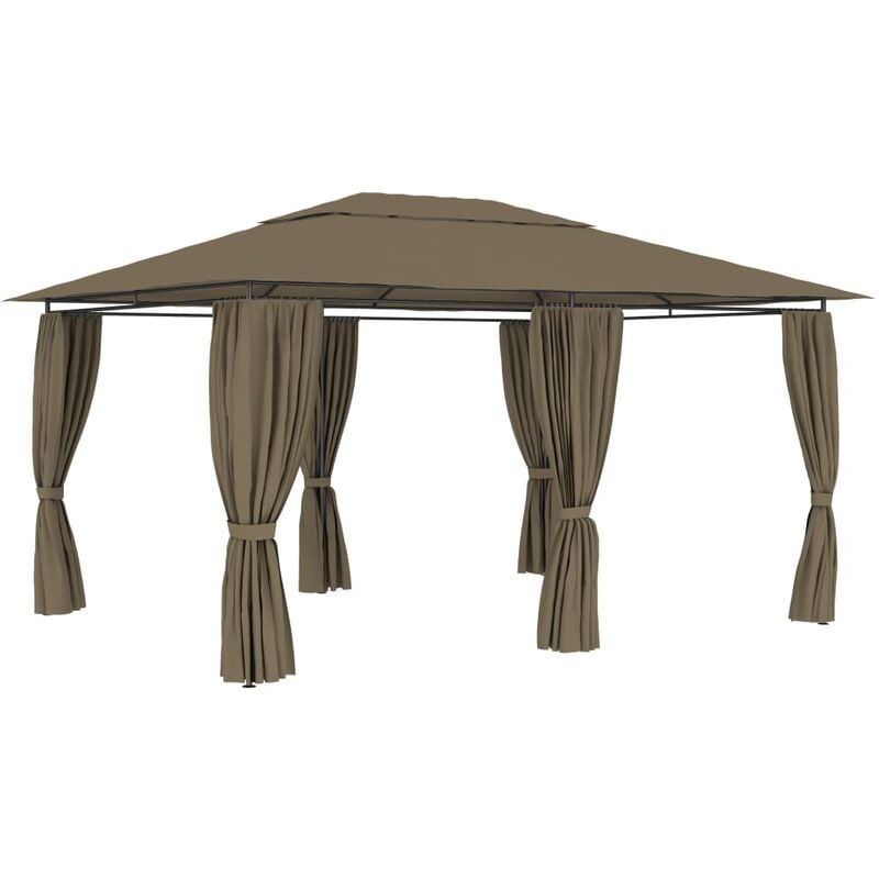 

Marquesina de jardín con cortinas gris taupe 4x3 m 180 g/m²