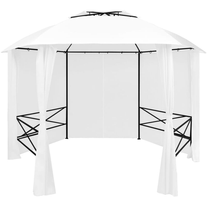 

vidaXL Marquesina de jardín con cortinas blanca 360x312x265cm 180 g/m² - Blanco