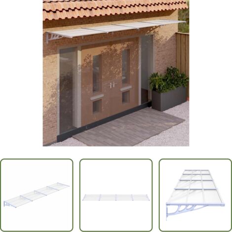 Marquesina de policarbonato -  Marquesina puerta policarbonato gris y transparente 396x90 cm