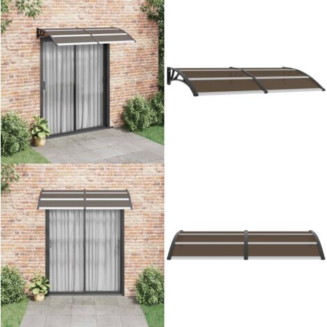 Marquesina de puerta PC negro 200x100 cm - Techo de puerta - Protección contra lluvia