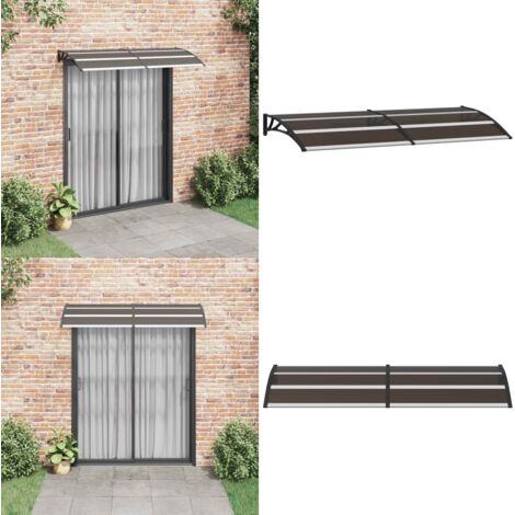 Marquesina de puerta PC negro 200x75 cm - Dosel para puerta - Proteccion contra lluvia