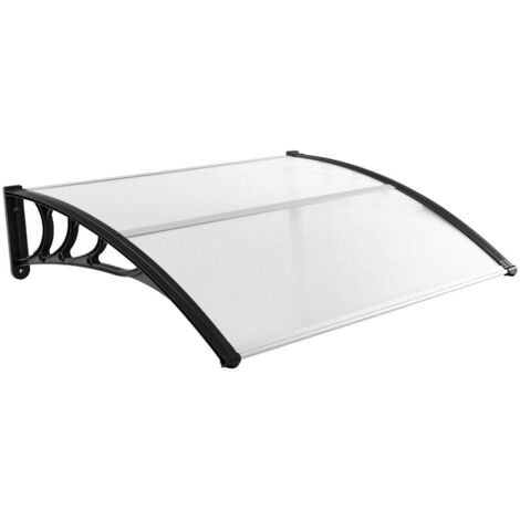 Marquesina para puerta de entrada 122 x 99 x 28 cm resistente a la intemperie estilo moderno policarbonato negro 200010448