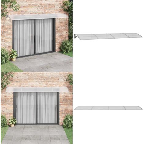 Marquesina para puerta gris 400x100 cm policarbonato - Protección contra lluvia - Marquesina de policarbonato