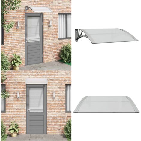 Marquesina para puerta gris y transparente de policarbonato 80x75 cm - Toldo de policarbonato - Toldo para entrada