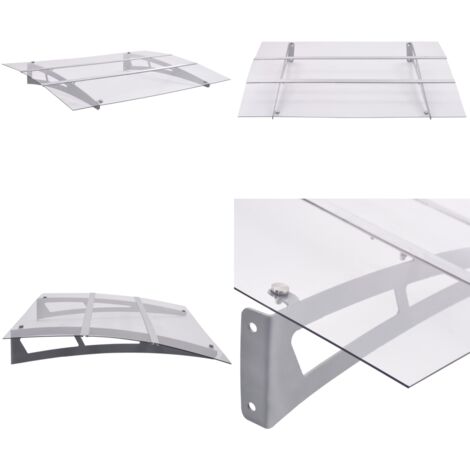Marquesina para puerta PC plata y transparente 150x90 cm PET - Protección de puerta - Toldo de puerta