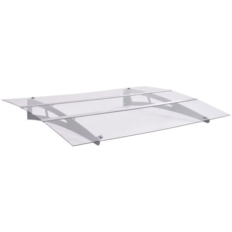 Marquesina para puerta PC plata y transparente 150x90 cm PET vidaXL