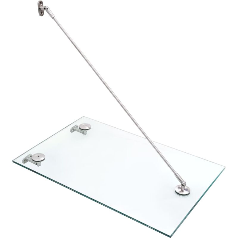 

Marquesina para puerta vidrio de seguridad VSG acero 90x75 cm - Transparente - Vidaxl