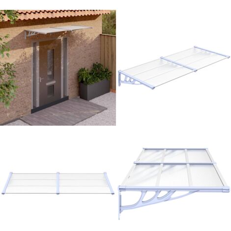 Marquesina puerta policarbonato gris y transparente 199x90 cm - Protección de puerta - Toldo de puerta