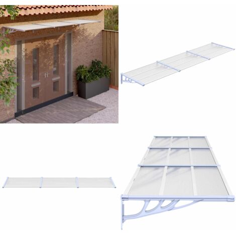 Marquesina puerta policarbonato gris y transparente 358,5x90cm - Protección de puerta - Toldo de entrada