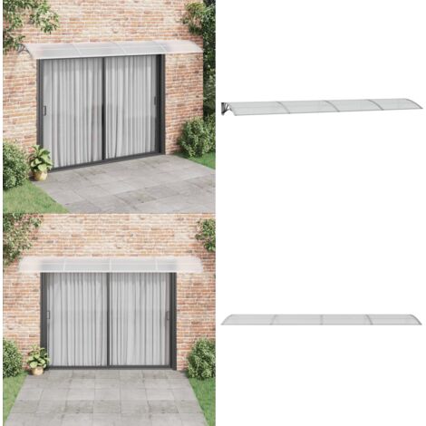 Marquesina puerta policarbonato gris y transparente 400x75 cm - Protección de puerta - Toldo para puerta