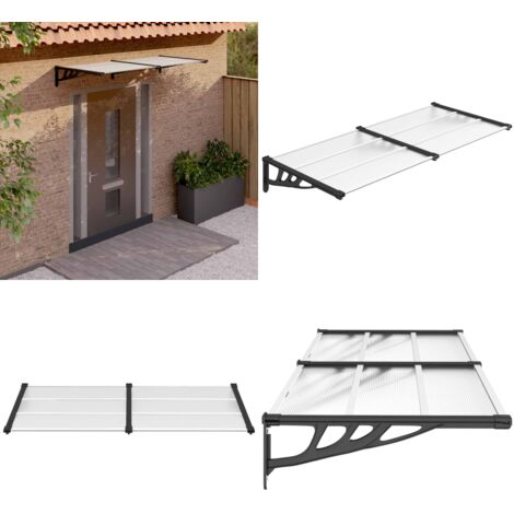Marquesina puerta policarbonato negro y transparente 199x90 cm - Protección de puerta - Toldo para puerta