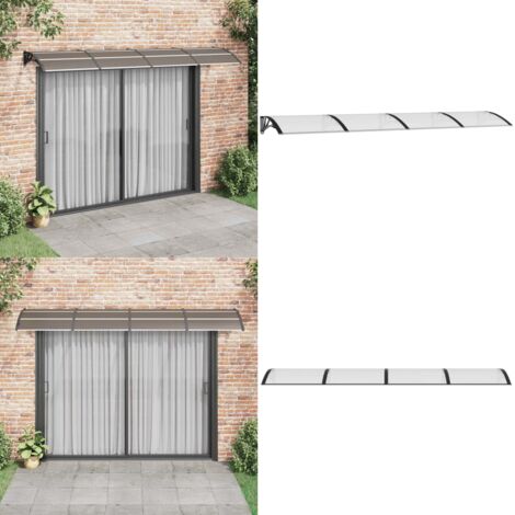 Marquesina puerta policarbonato negro y transparente 350x75 cm - Protección de puerta - Toldo para puerta