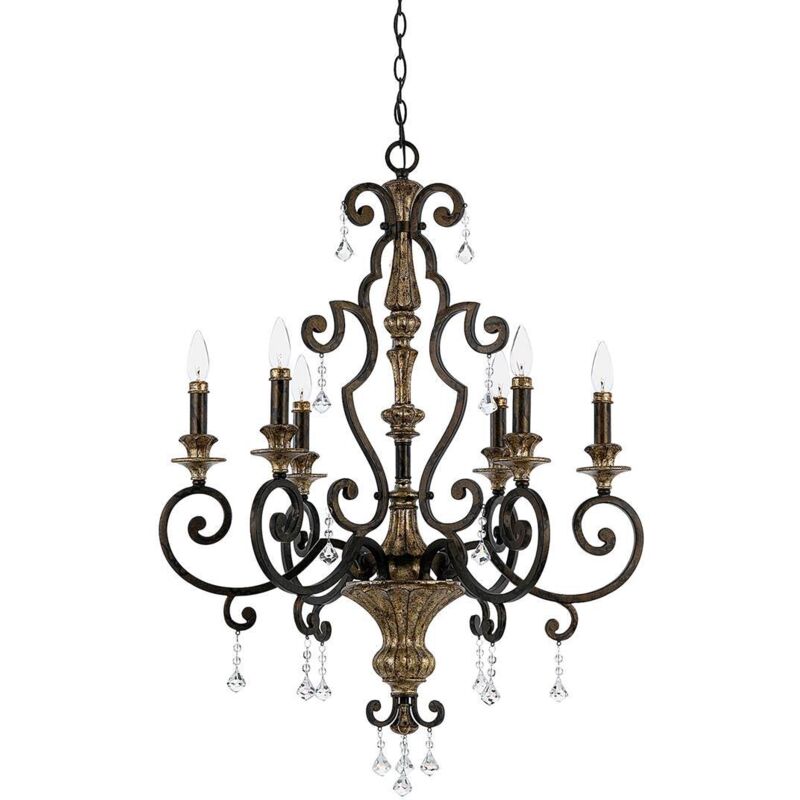 Elstead Marquette - 6 Leichter Kronleuchter Antik Bronze Finish, E14